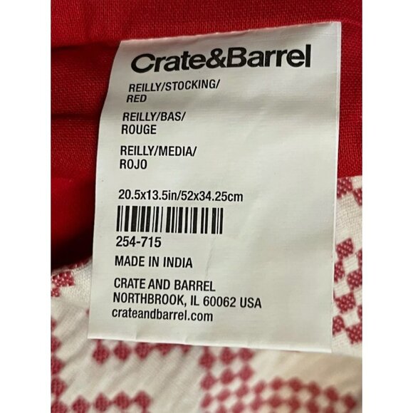 CRATE & BARREL Reilly Red Chevron Pattern Christmas Stocking - Picture 4 of 4